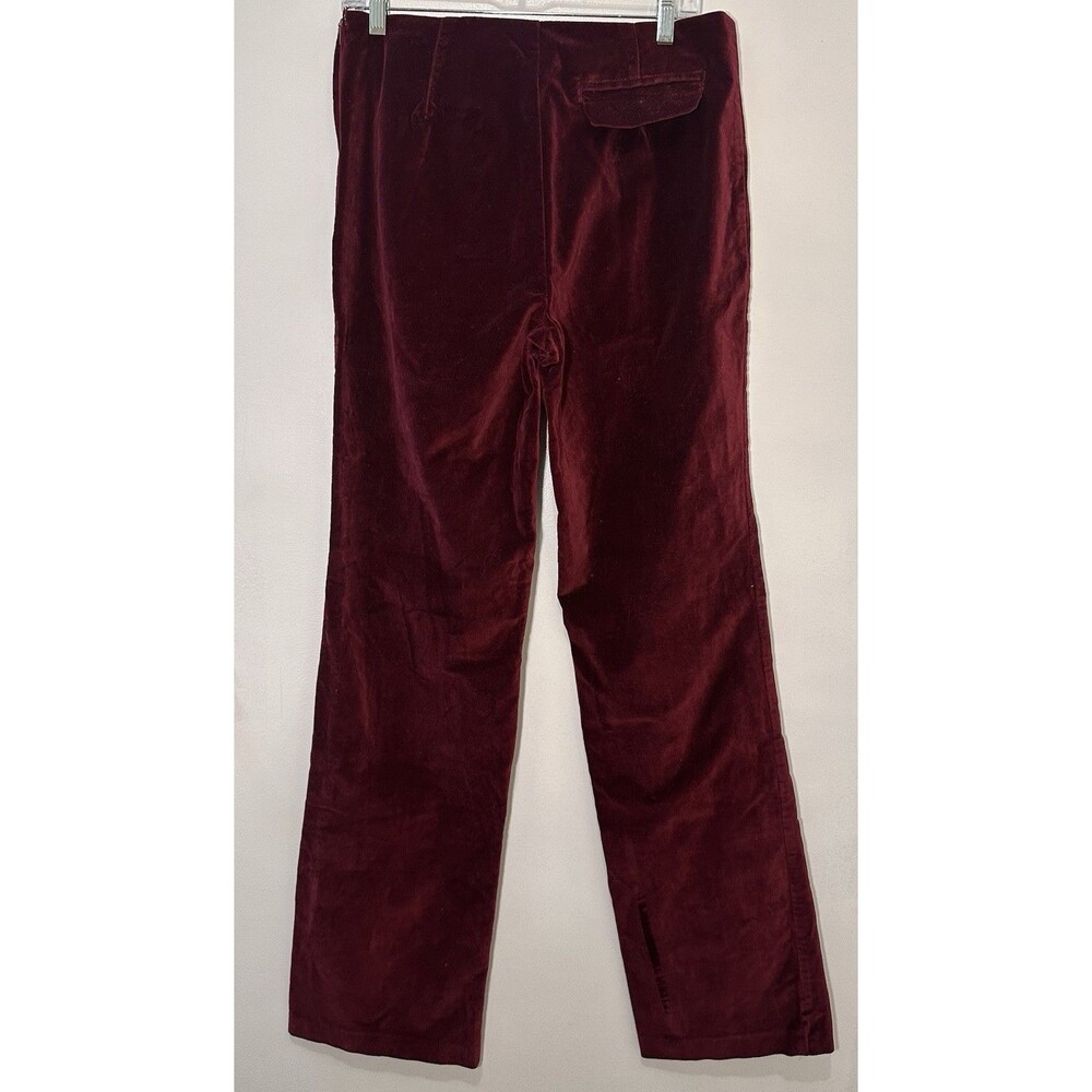 Newport News Burgundy Velvet Pants Size 12 Tall Straight Leg - Picture 2 of 6